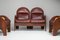 Walnut and Burgundy Leather Arcata Living Room Set by Gae Aulenti for Poltronova, 1968, Set of 4 4