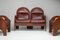 Walnut and Burgundy Leather Arcata Living Room Set by Gae Aulenti for Poltronova, 1968, Set of 4, Image 4