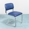 Vintage Stühle aus blauem Öko-Leder & verchromtem Metall, 1970er, 4er Set 5