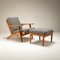 Poltrona Ge 290 con poggiapiedi di Hans Wegner per Getama, Danimarca, anni '50, set di 2, Immagine 1