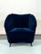 Mid-Century Italian Blue Velvet Armchair by Gio Ponti for Casa e Giardino 1