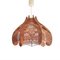 Large Mid-Century French Brown Wooden Straw Pendant Lamp, Image 1