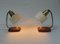 Beige Messing Teak Nachttischlampen, 1950er, 2er Set 7