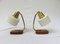 Beige Brass Teak Bedside Table Lights, 1950s, Set of 2, Image 5