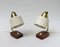 Beige Brass Teak Bedside Table Lights, 1950s, Set of 2 3