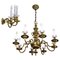 Brass Chandelier & Wall Light, 1900 1