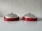 Italian Glass and Red Metal Base Sconces or Ceiling Lamps from Reggiani, 1970s 3