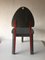 Dreibeiniger Stuhl aus lackiertem Holz & rotem Metall, 1980er 5