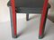 Dreibeiniger Stuhl aus lackiertem Holz & rotem Metall, 1980er 6