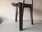 Dreibeiniger Stuhl aus lackiertem Holz & rotem Metall, 1980er 9