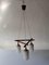 German Triple Glass & Wood Body Ceiling Lamp, 1960s, Image 1