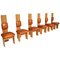 Italian Beech and Leather Dining Chairs by Mario Marenco, Set of Six, Image 1