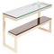 Hollywood Regency Gold Layered G Two-Tier Console Table, Image 1