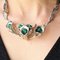 Collana e orecchini in argento sterling con malachite, anni '70, set di 3, Immagine 5