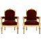 Antique Neoclassical Giltwood and Velvet Armchairs, Set of 2 1