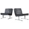 Scandinavian Modern Chrome & Leather Model F-6 Chairs by Karl-Erik Ekselius, Set of 2 1