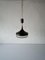 German Bubble Glass & Black Metal Body Ceiling Lamp with Teak Top Detail, 1960s 3