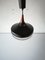 German Bubble Glass & Black Metal Body Ceiling Lamp with Teak Top Detail, 1960s 4