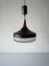 German Bubble Glass & Black Metal Body Ceiling Lamp with Teak Top Detail, 1960s 1