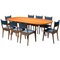 Mid-Century Modern Wengé and Cherry Dining Set by Jos De Mey, Set of 9 1