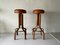 Italian Leather & Bended Wood Bar Stools, 1960s 4