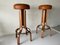 Italian Leather & Bended Wood Bar Stools, 1960s 3