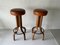 Italian Leather & Bended Wood Bar Stools, 1960s 2
