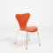 Sedie da pranzo serie 7 in pelle arancione di Arne Jacobsen per Fritz Hansen, set di 4, Immagine 11