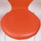 Chaises de Salon Série 7 en Cuir Orange par Arne Jacobsen pour Fritz Hansen, Set de 4 6