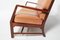 Canapé Mid-Century Moderne 3 Places avec Coussins en Cuir Cognac 8