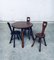 Tavolo e sedie da pranzo Wabi Sabi in legno di quercia massiccio, Francia, anni '40, set di 4, Immagine 44