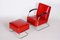 Red Armchair and Ottoman by Mucke Melder, Czechia, 1930s, Set of 2, Image 5