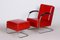 Fauteuil Rouge et Ottomane par Mucke Melder, République Tchèque, 1930s, Set de 2 4