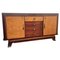 Art Deco Italian Mid-Century Modern Walnut Burl Brass Thin Sideboard Credenza by Paolo Buffa 1