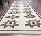 Vintage Turkish White Wool Runner Rug 2