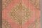 Alfombra de pasillo Oushak turca vintage de lana rosa, Imagen 3