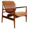 Danish Modern Teak and Brown Leather Lounge Chair by Finn Juhl for France and Son 1