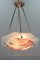 French Art Deco Enameled Floral Glass Two-Light Pendant Lamp from Loys Lucha 8