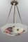 French Art Deco Enameled Floral Glass Two-Light Pendant Lamp from Loys Lucha, Image 12
