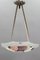 French Art Deco Enameled Floral Glass Two-Light Pendant Lamp from Loys Lucha 20