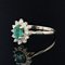 Modern Emerald, Diamond & 18 Karat Yellow Gold Daisy Ring, Image 4