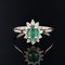 Modern Emerald, Diamond & 18 Karat Yellow Gold Daisy Ring, Image 3