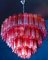 Lampadario Tronchi in vetro di Murano rosso fucsia, anni '70, Immagine 1