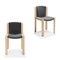Wood and Kvadrat Fabric 300 Chairs by Joe Colombo for Karakter, Set of 2, Image 3