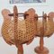 Französische Mid-Century Tischlampen aus Holz mit Strohgeflecht, 1960er, 2er Set 6