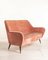 Vintage lachsfarbenes Vintage Samtsofa, 1950er 2