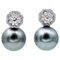 Grey Pearl, Diamond & 18 Karat White Gold Stud Earrings 1