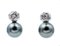 Grey Pearl, Diamond & 18 Karat White Gold Stud Earrings, Image 3