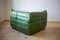 Dubai Green Leather Togo Corner Seat, Lounge Chair & 2-Seat Sofa Set by Michel Ducaroy for Ligne Roset, 1970s, Set of 3 16