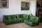 Dubai Green Leather Togo Corner Seat, Lounge Chair & 2-Seat Sofa Set by Michel Ducaroy for Ligne Roset, 1970s, Set of 3 1
